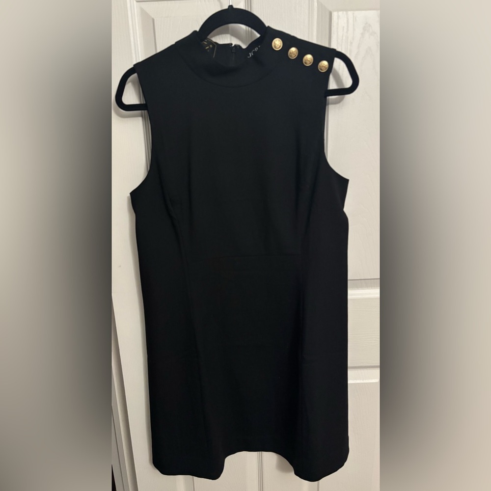 J. Crew | Sleeveless High-neck Mini Dress in Italian City Wool Blend Black Sz 12